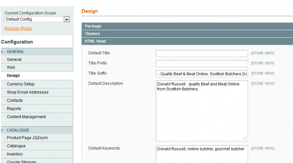 Configuring meta data site wide in Magento SEO